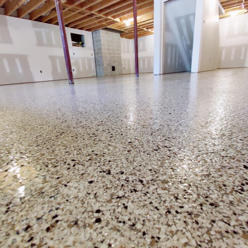 Finished basement-min Floor coatings benefits Floor coatings installation Old Orchard Beach