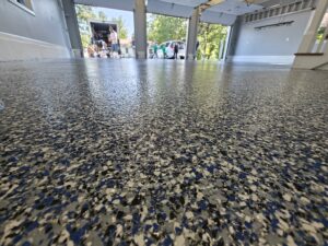 950 sq of comet flake in Biddeford, Maine Garage Epoxy Flooring-min